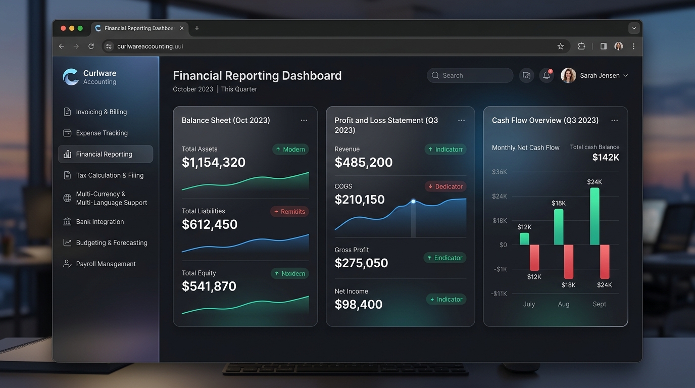 Financial Reporting Dashboard Mockup