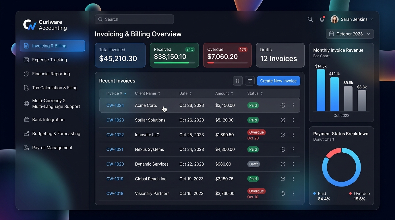 Invoicing & Billing Dashboard Mockup